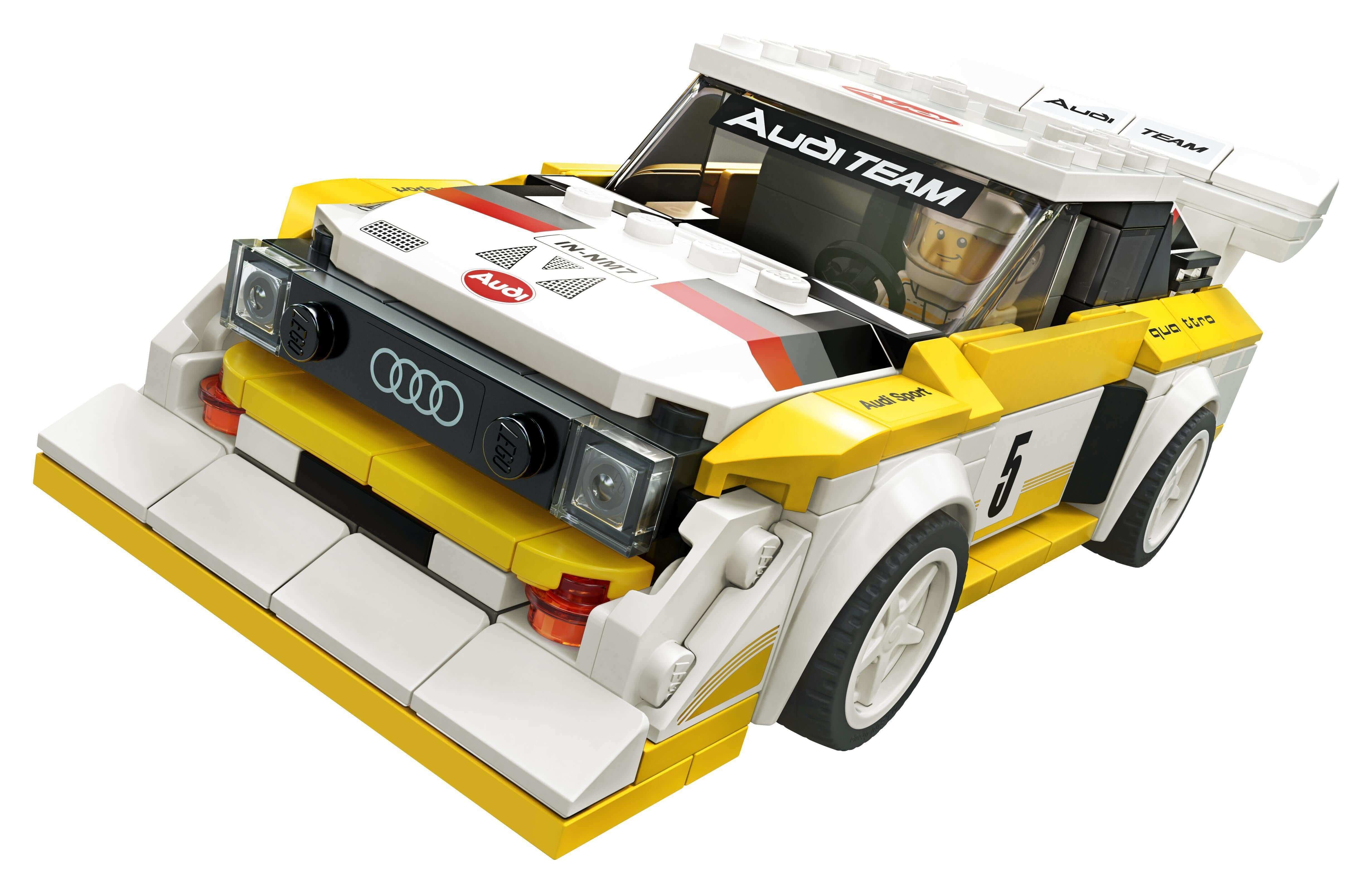 LEGO Speed Champions set featuring the iconic Audi Sport Quattro S1 model car, perfect for racing enthusiasts.