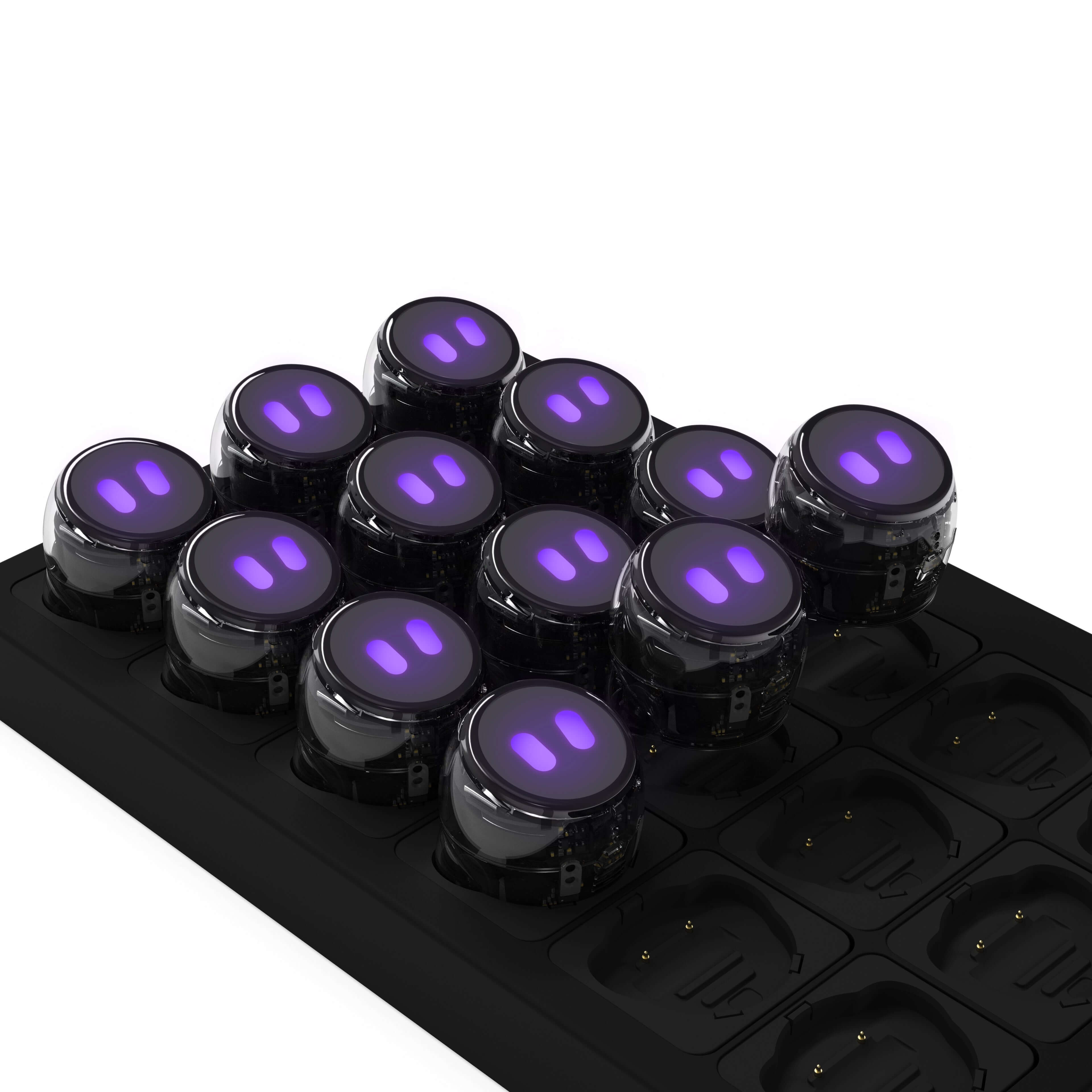 Ozobot Ari Classroom Kit featuring 12 compact interactive robots with vibrant touch screens for K12 education.