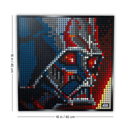 LEGO® Art Star Wars The Sith 31200 set featuring detailed Darth Vader wall art design, 16x16 inches in size.