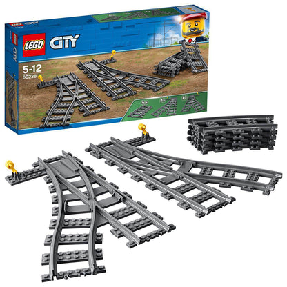 LEGO® City Switch Tracks Set 60238 featuring track pieces for kids ages 5-12, perfect for building model train layouts.