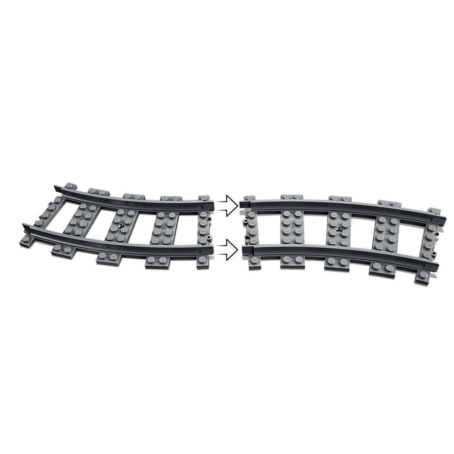 LEGO City Switch Tracks Set 60238 featuring curved tracks for customizable train routes.