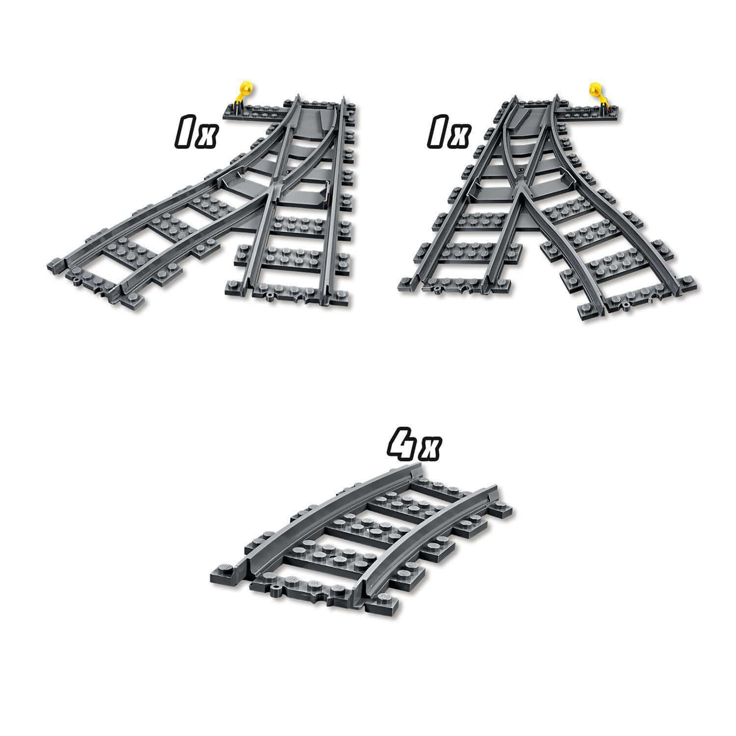 LEGO City Switch Tracks Set 60238 featuring curved tracks, perfect for creating advanced rail layouts.
