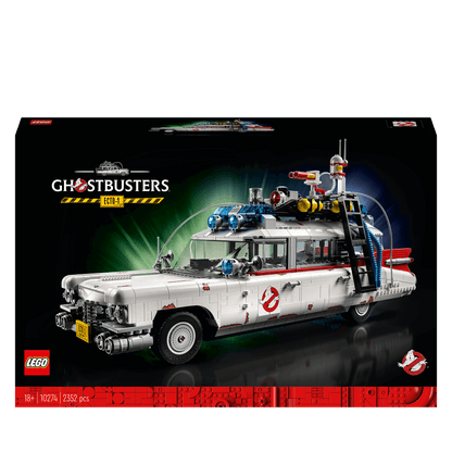 LEGO Creator Expert Ghostbusters ECTO-1 Set 10274 box packaging featuring 2552 pieces for adult builders.