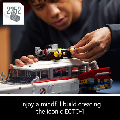 Person enjoying a mindful build of the LEGO® Creator Expert Ghostbusters ECTO-1 set 10274.