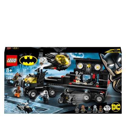 LEGO DC Batman Mobile Bat Base Toy 76160 with iconic vehicles and minifigures for fans and collectors.