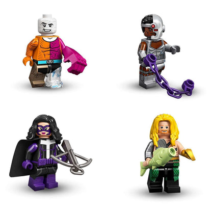 LEGO® Minifigures DC Super Heroes Series 71026 including iconic characters like Cyborg, Huntress, and others.