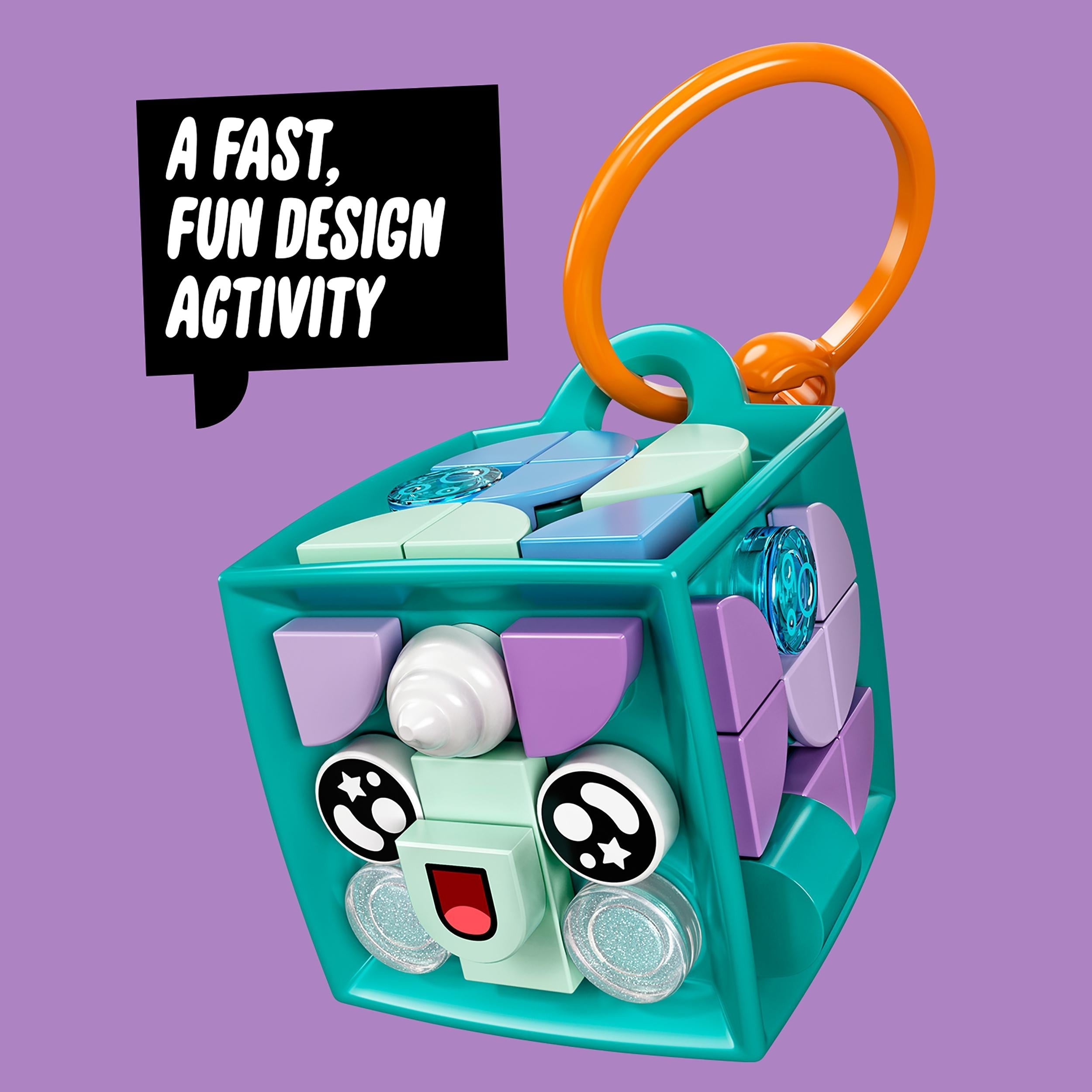 LEGO® DOTS Narwhal Bag Tag Craft Set with customizable tiles and hanger, perfect for kids' design activities.