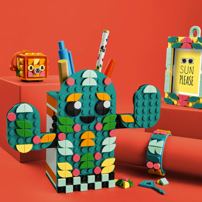Colorful LEGO® DOTS Multi Pack – Summer Vibes 4in1 Set 41937 with cactus pencil holder, bracelet, and picture frame.