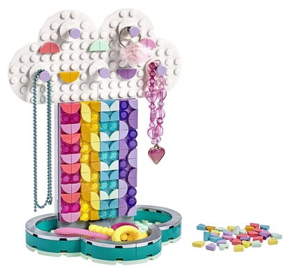 LEGO® DOTS Rainbow Jewellery Stand Set showcasing creative design with colorful storage for accessories.