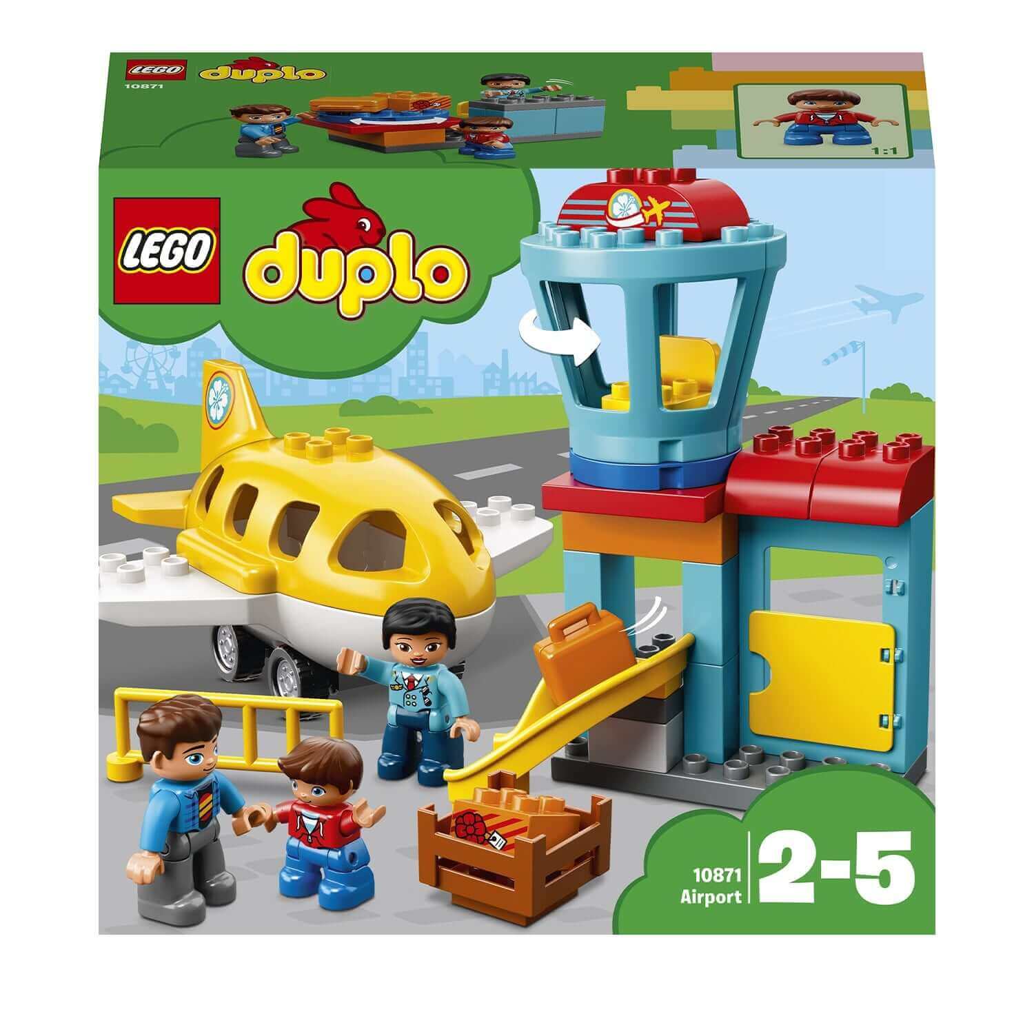 LEGO® DUPLO My Town Airport Building Set 10871 with control tower, plane, and figures for toddlers aged 2-5.
