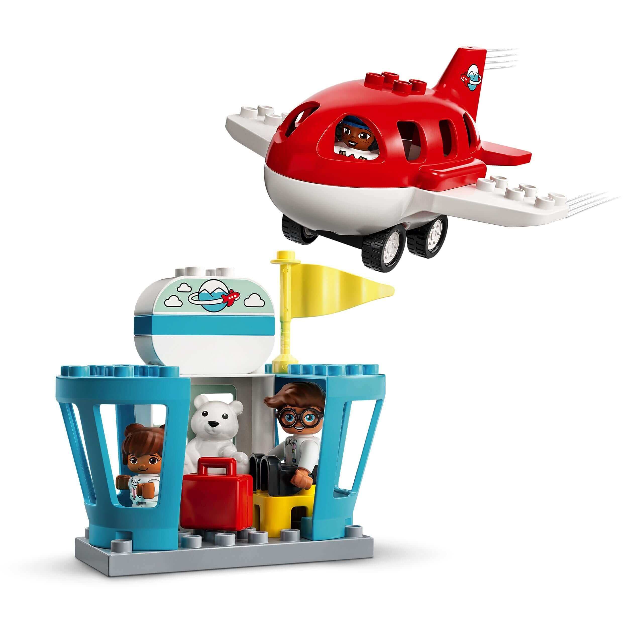 LEGO DUPLO Town Aeroplane & Airport Set 10961 with kids, airplane, and airport scene for preschool play.