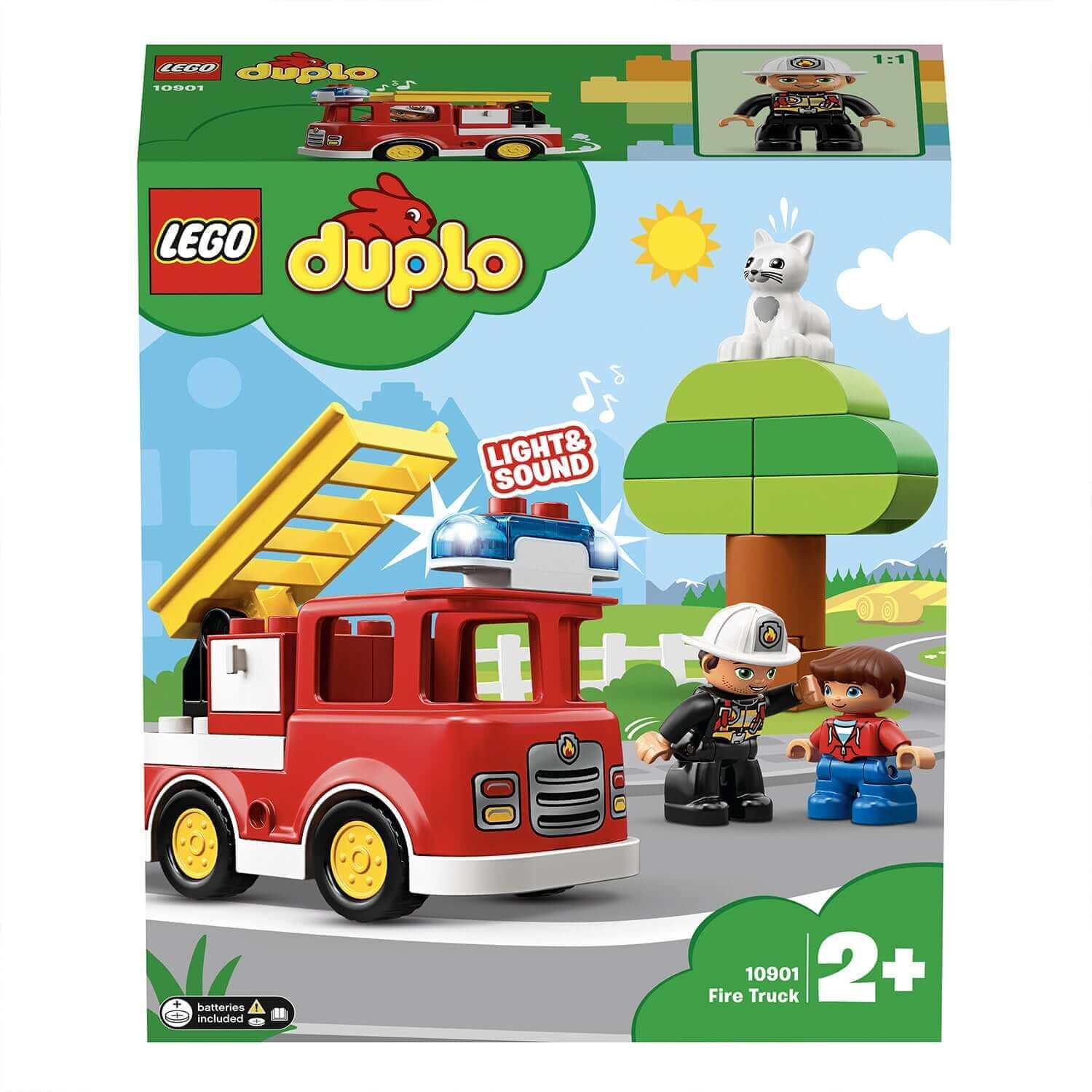 LEGO® DUPLO Town Fire Truck Building Set 10901 with light and sound, ideal for toddlers and imaginative play.