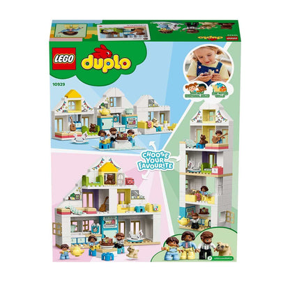 LEGO DUPLO Town Modular Playhouse Set 10929 featuring three buildable houses for fun playtime.