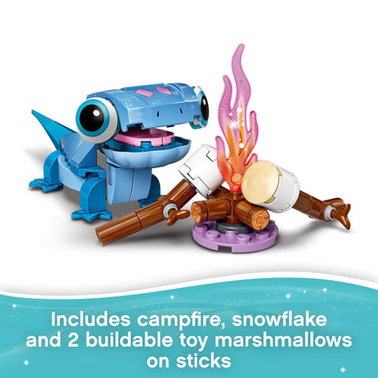LEGO® Disney Frozen 2 Bruni the Salamander, campfire, snowflake, and buildable marshmallows on sticks.