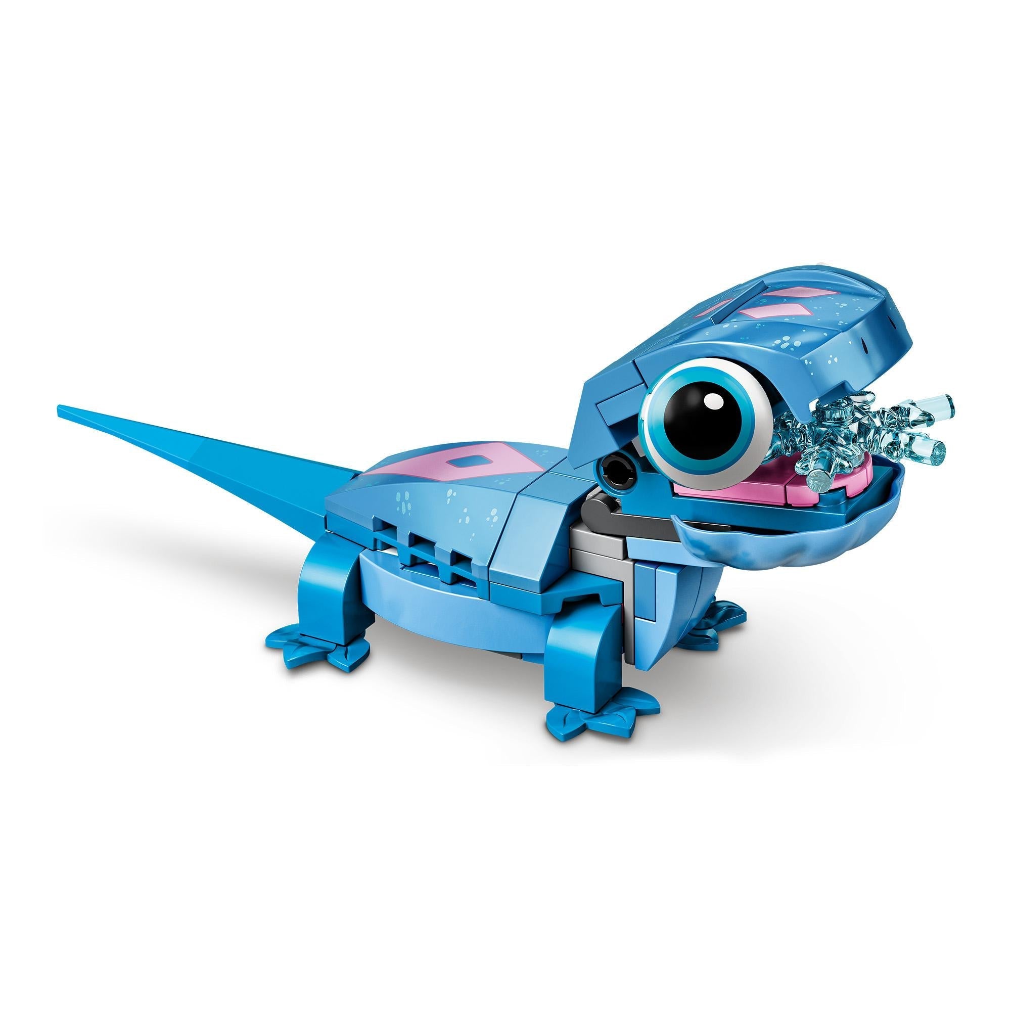 LEGO® Disney Frozen 2 Bruni the Salamander toy figure with blue and pink colors, featuring playful design and accessory.