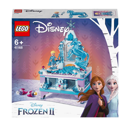 LEGO Disney Frozen II Elsa's jewellery box set 41168 with Elsa and Anna figures, perfect for keeping jewelry safe.