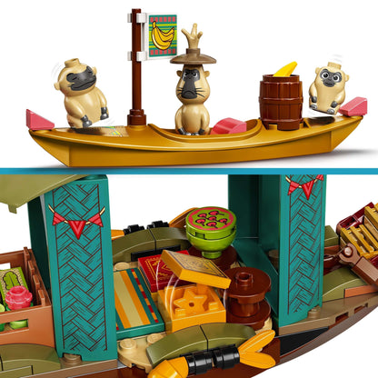 LEGO® Disney Princess Boun’s Boat Toy 43185 featuring playful mini-doll figures on a colorful shrimp boat.