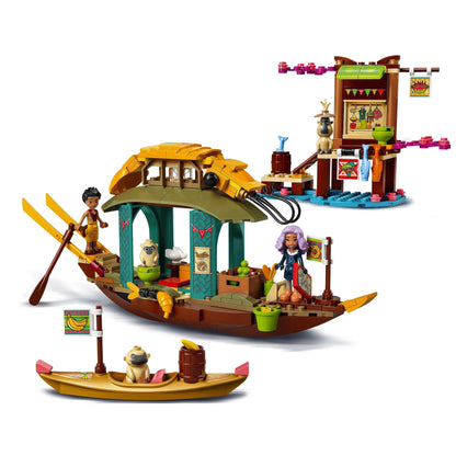 LEGO Disney Princess Boun’s Boat Toy 43185 with shrimp boat, dock, market, and mini-doll figures.