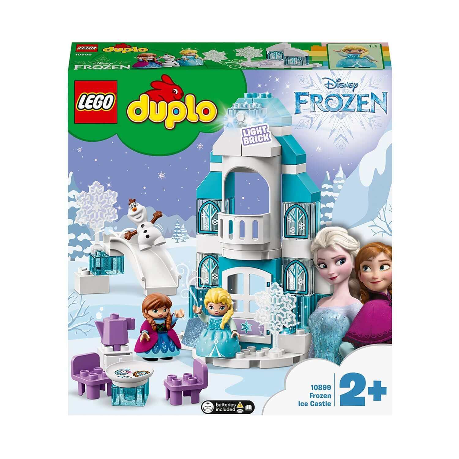 LEGO® DUPLO Disney Frozen Ice Castle Set 10899 for toddlers, featuring Elsa, Anna, Olaf, and a sparkling castle design.