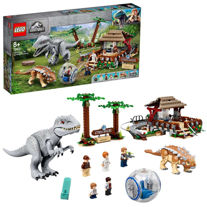 LEGO® Jurassic World Indominus Rex Toy Set 75941 with gyrosphere and dinosaur figures for epic battles.