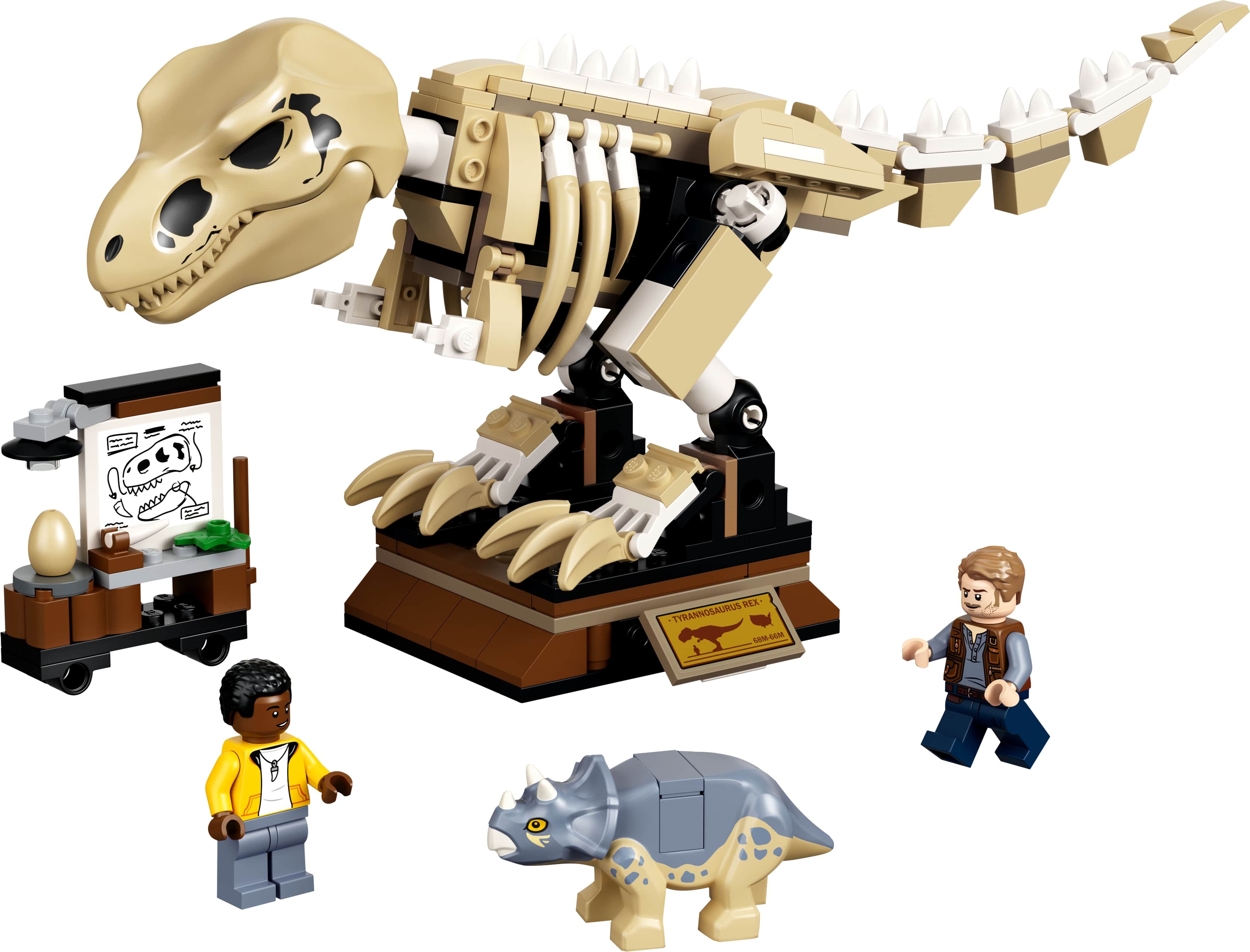LEGO® Jurassic World T. rex Dinosaur Fossil Set 76940 with skeleton, Baby Triceratops, and character figures for kids.