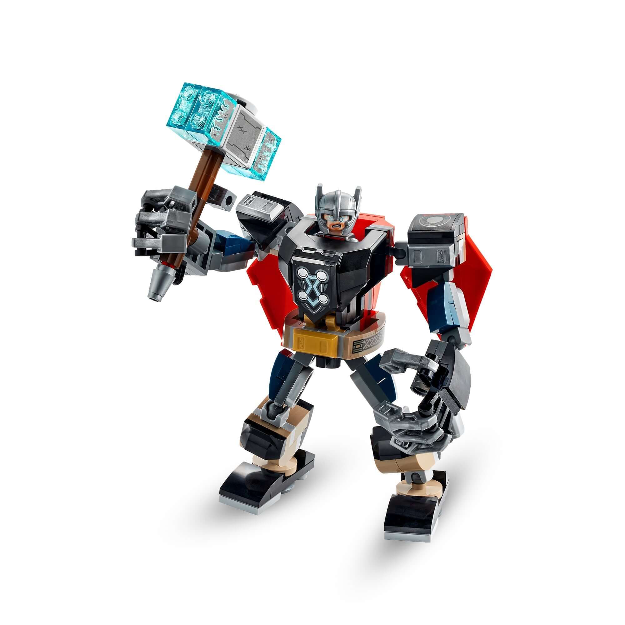 LEGO Marvel Avengers Thor Mech Armour 76169 with Thor minifigure, movable limbs, and detachable hammer