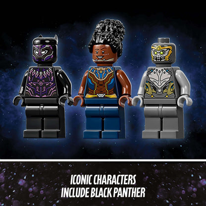 LEGO® Marvel Black Panther set featuring iconic characters including Black Panther minifigure.