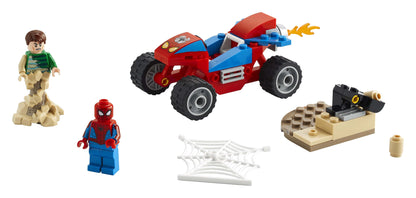 LEGO Marvel Spider-Man & Sandman set featuring Spider-Man, Sandman, vehicle, and accessories for imaginative play.