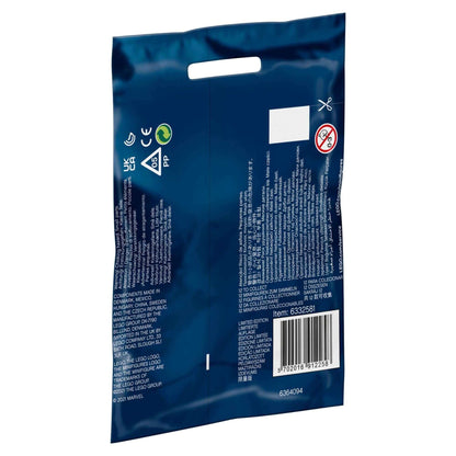 Back of LEGO® Minifigures Marvel Studios 71031 mystery bag packaging with product details and barcode.