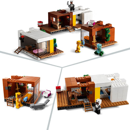 LEGO Minecraft Modern Treehouse set showcasing modular design with four rooms and Minecraft characters.