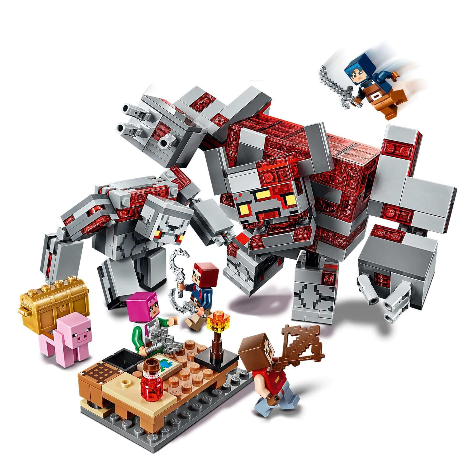 LEGO Minecraft The Redstone Battle Set 21163 with posable figures and action scenes for hands-on play adventures.