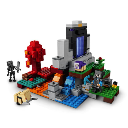 LEGO Minecraft The Ruined Portal building set 21172 features colorful blocks and characters for endless adventures.