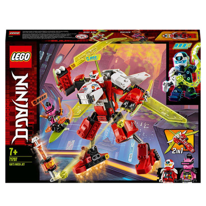 LEGO NINJAGO Kai's Mech Jet 2in1 Set 71707 packaged with Digi Kai and villains for action-packed battles.