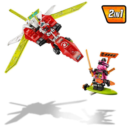 LEGO NINJAGO Kai's Mech Jet set 71707 with red jet and Digi Kai figure, showcasing 2-in-1 design for imaginative play.