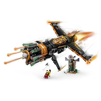 LEGO NINJAGO Legacy Boulder Blaster Set 71736 with shooting aeroplane and prison toy for ninja adventures.