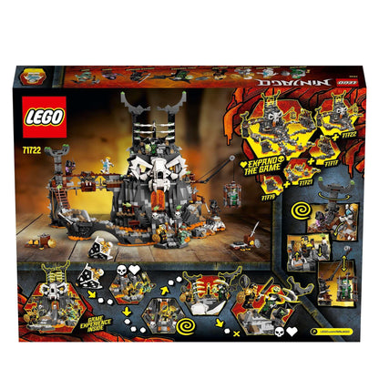 LEGO NINJAGO Skull Sorcerer's Dungeons 2in1 Set 71722 showcasing detailed interactive toy design and minifigures.