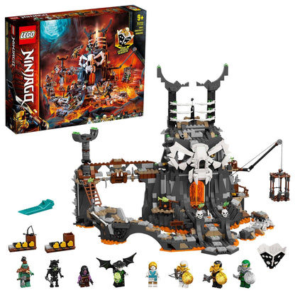 LEGO NINJAGO Skull Sorcerer's Dungeons Set 71722 with interactive toy dungeons and 8 minifigures for epic battles.
