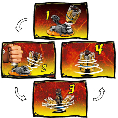 Step-by-step guide to launching LEGO® NINJAGO Spinjitzu Burst Cole in action.