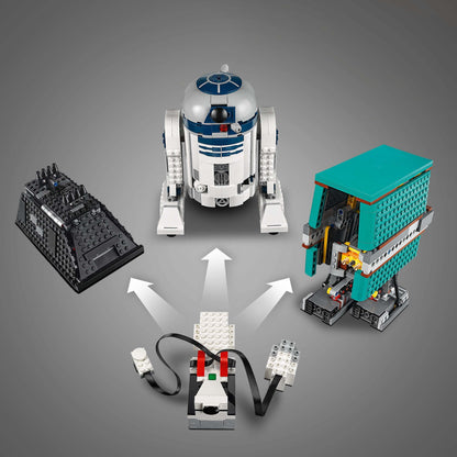 LEGO Star Wars BOOST Droid Commander 75253 featuring R2-D2, Gonk Droid, and Mouse Droid for interactive fun.