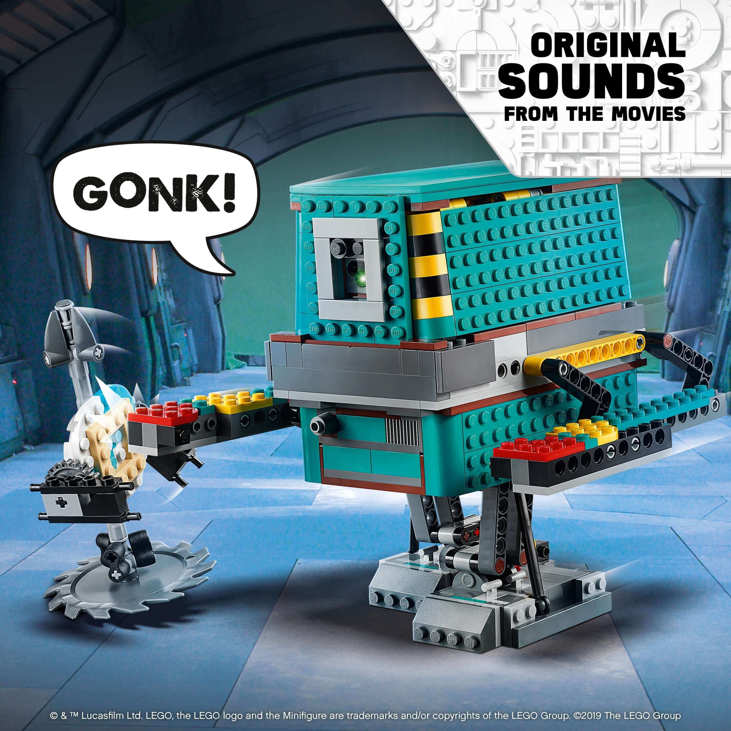 LEGO Star Wars BOOST Droid Commander set featuring Gonk Droid with sound effects from the movies.