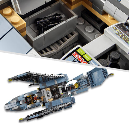 Close-up of LEGO Star Wars Attack Shuttle 75314 interior and exterior, showcasing detailed build for playtime adventures.