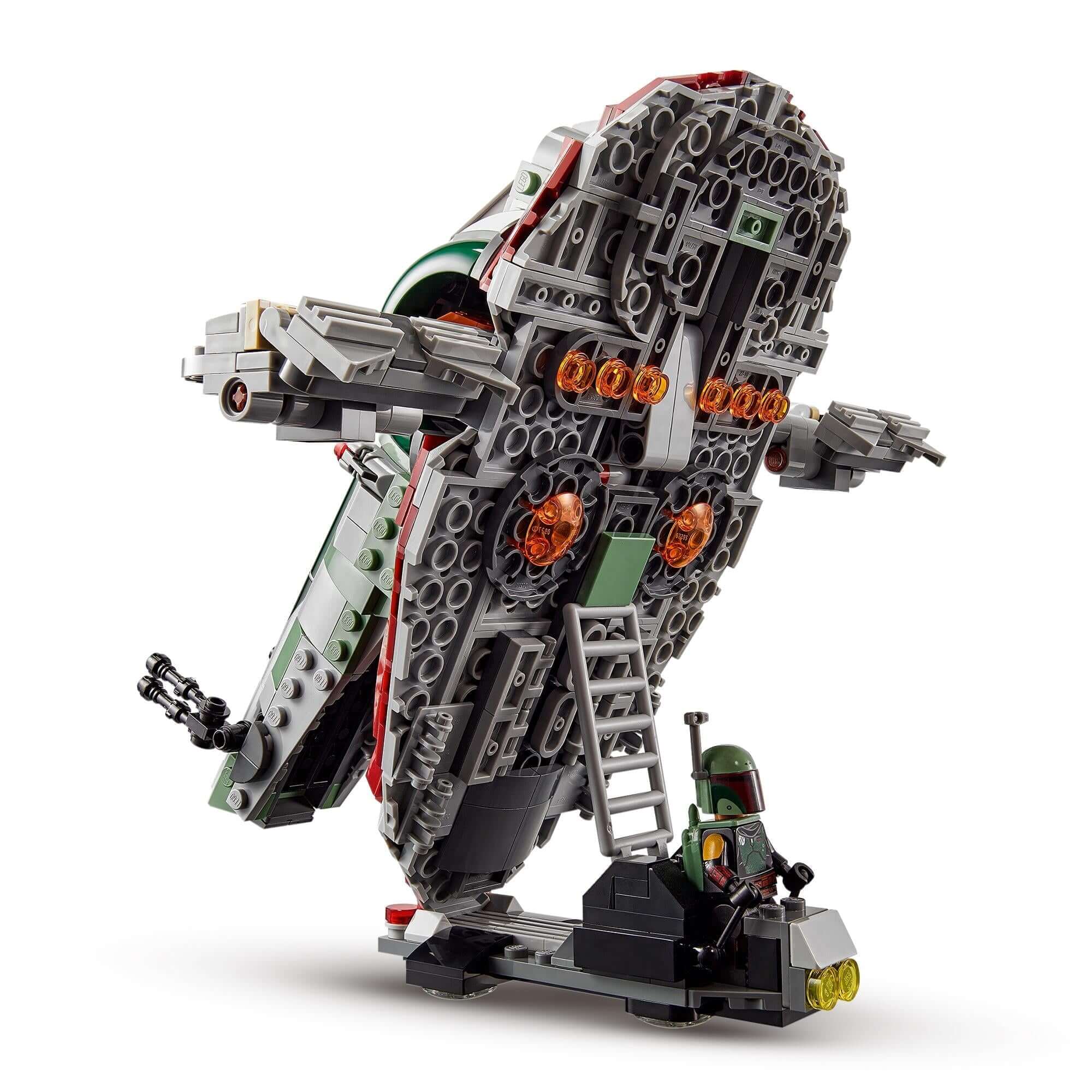 LEGO® Star Wars Boba Fett’s Starship Set 75312 showcasing intricate details and Boba Fett minifigure for fans.