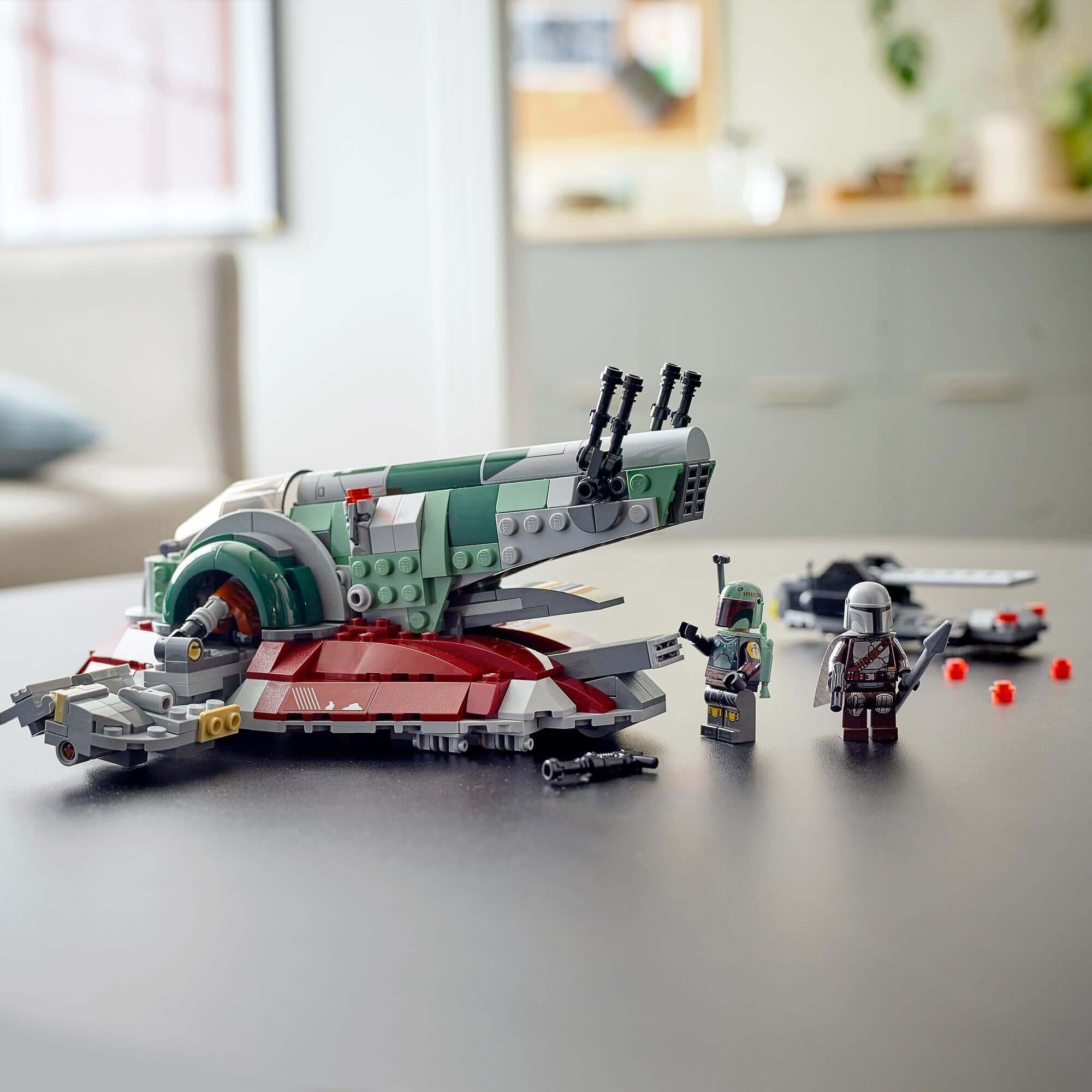 LEGO Star Wars Boba Fett's Starship Set 75312 with minifigures, perfect for play and display.