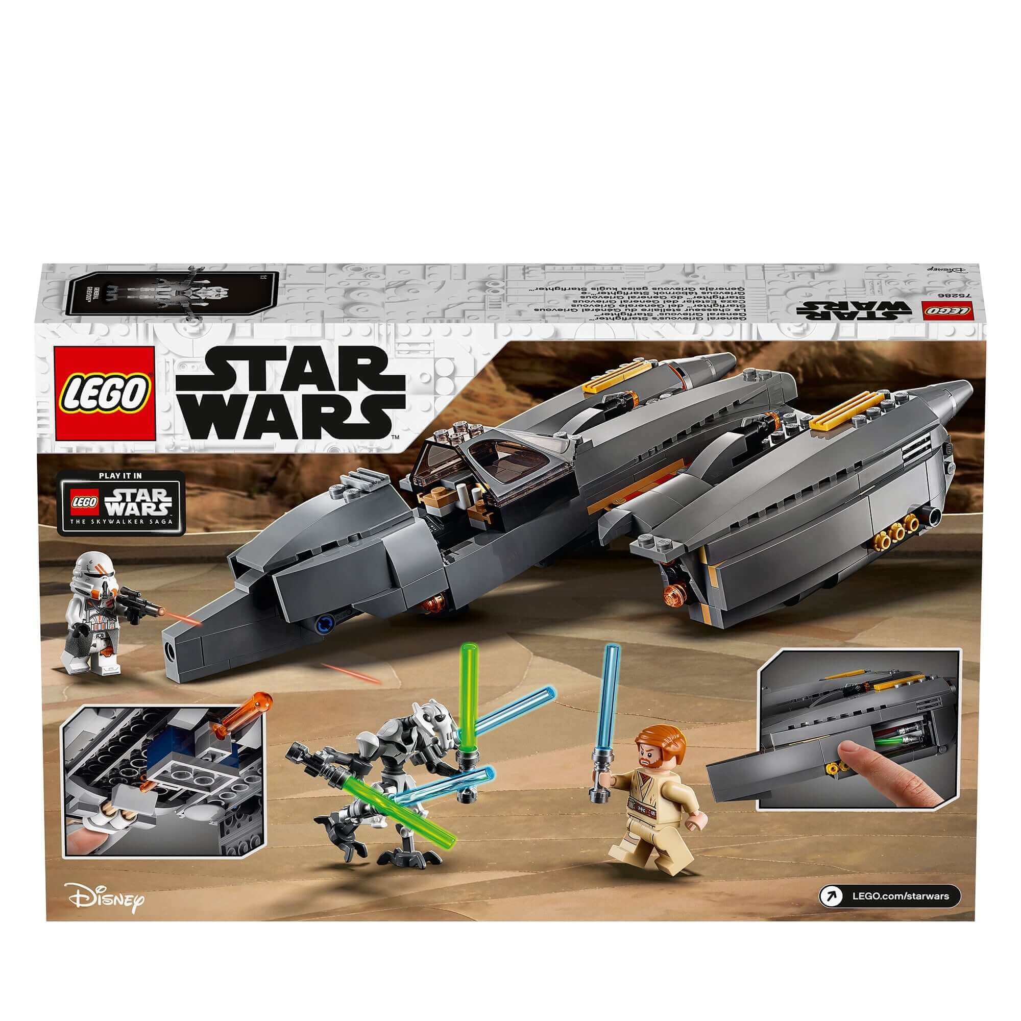 LEGO® Star Wars General Grievous’s Starfighter 75286 set with figures for epic battles in Star Wars: Revenge of the Sith.