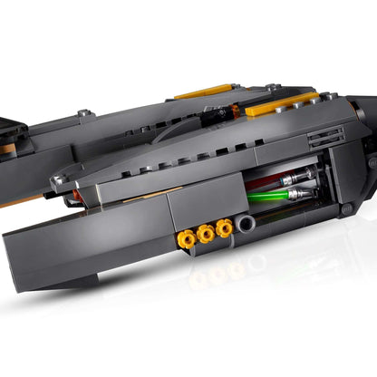 LEGO Star Wars General Grievous's Starfighter model showcasing sleek design and vibrant lightsabers for imaginative play.