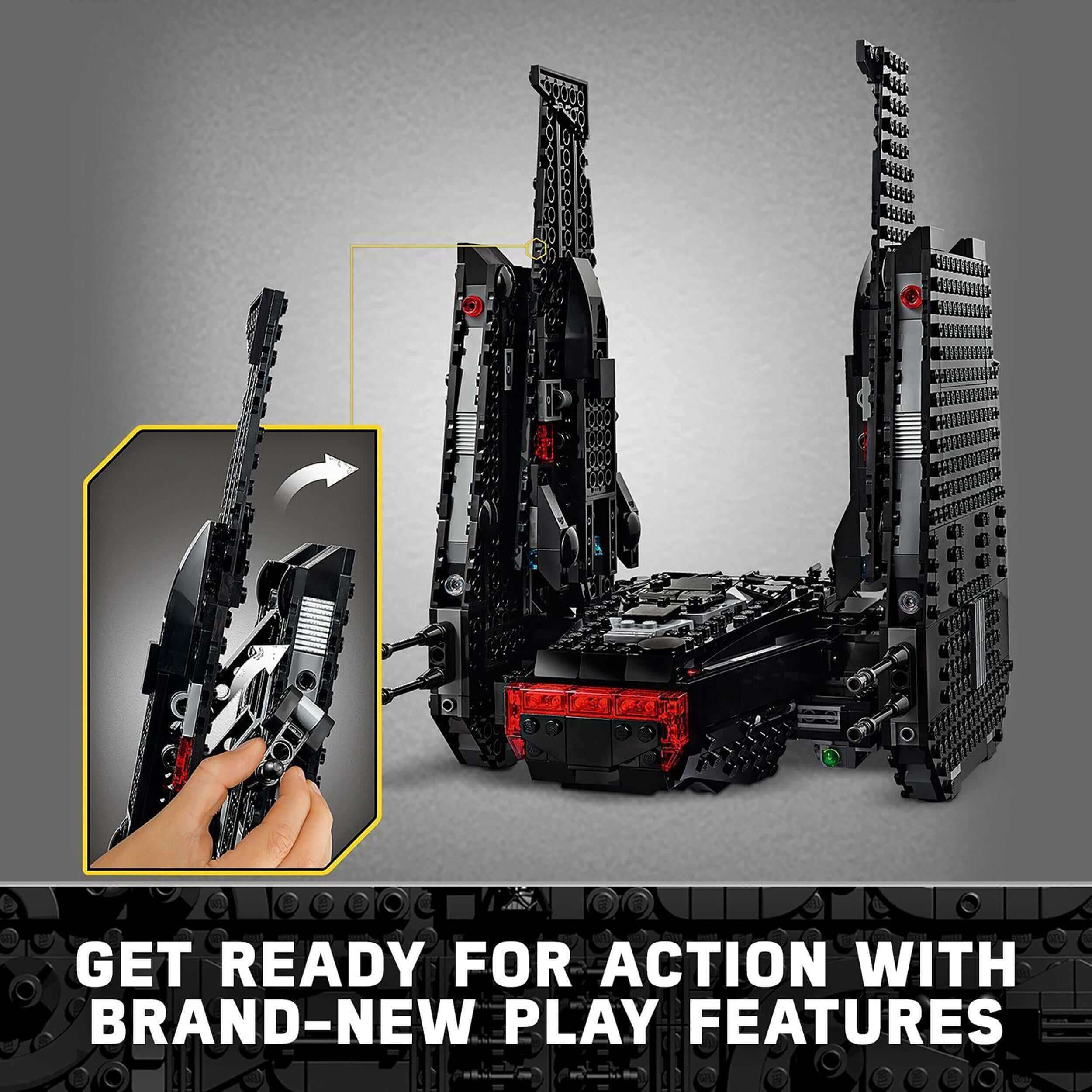 LEGO Star Wars Kylo Ren’s Shuttle Set 75256 with new play features, perfect for kids and collectors.