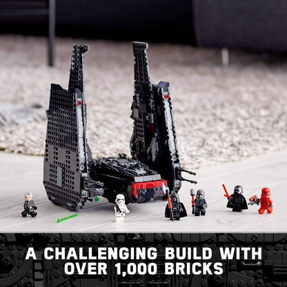LEGO Star Wars Kylo Ren's Shuttle set 75256 with over 1000 bricks, featuring iconic characters from The Rise of Skywalker.