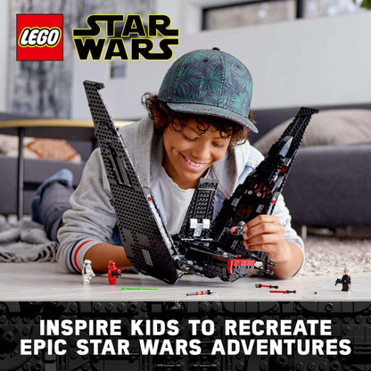 Child building LEGO Star Wars Kylo Ren’s Shuttle set, promoting creativity and fun in epic adventures.