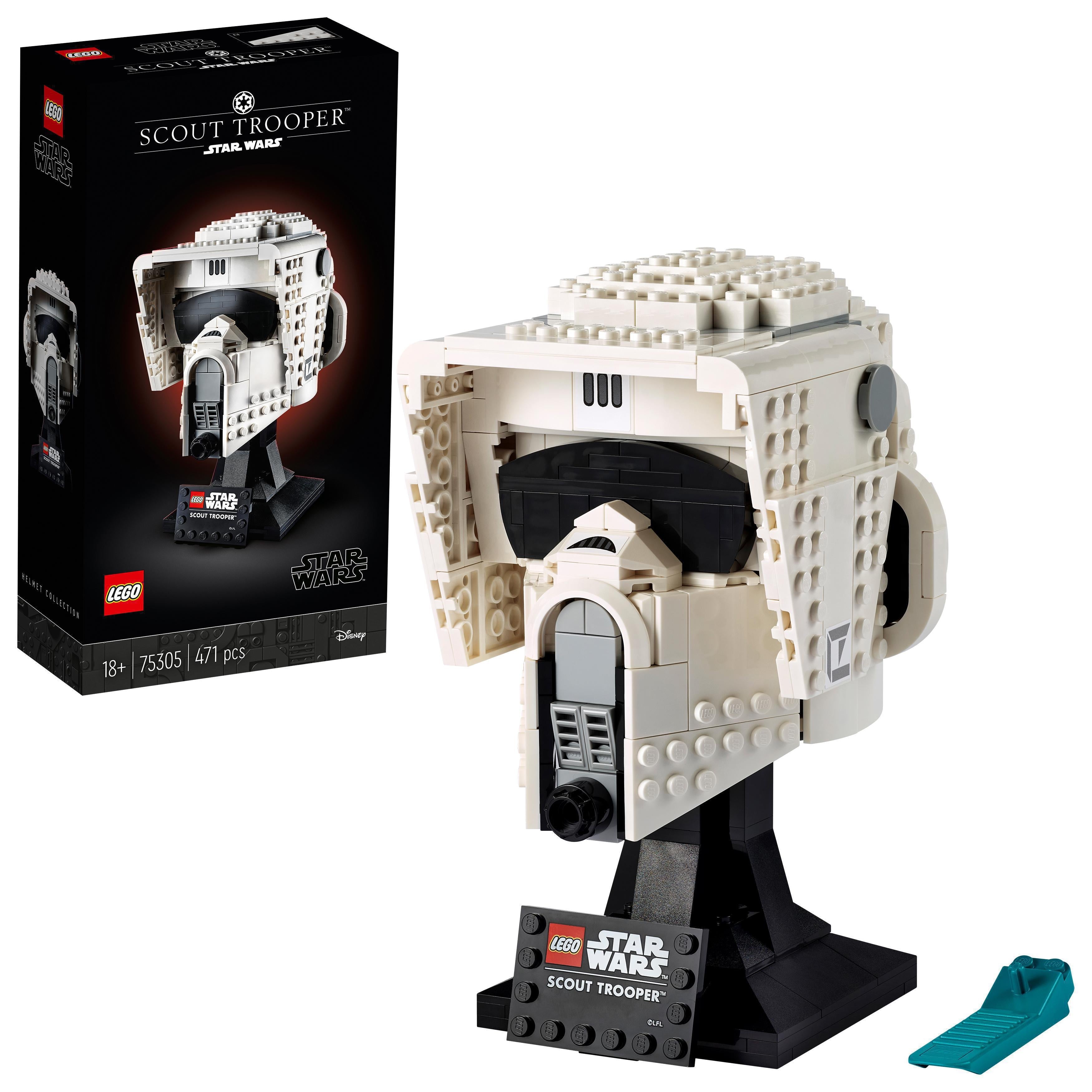 LEGO® Star Wars Scout Trooper Helmet set 75305, detailed buildable model for adults, display piece.