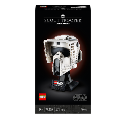 LEGO Star Wars Scout Trooper Helmet Set 75305 packaging for adults, featuring detailed collectible model design.